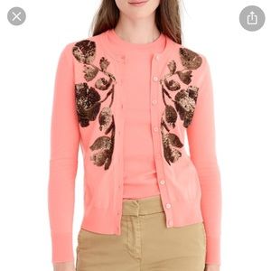 J. Crew Sequin floral embroidered cotton Jackie cardigan sweater; NWT!💗